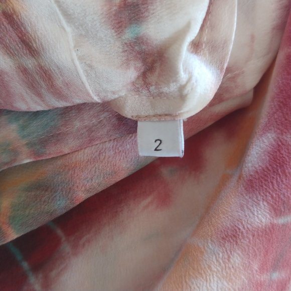 Sandro Paris Goa Embellished Silk Long Sleeve Tie-Dye Beaded Shirt SZ 2 US M - Picture 12 of 16